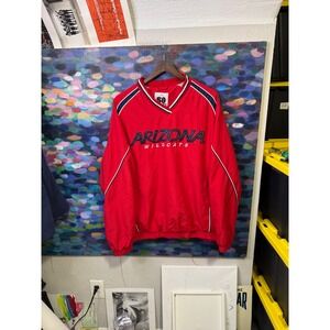 58 Sports Arizona Wildcats Mens V-Neck Windbreaker Pullover Jacket Red Large